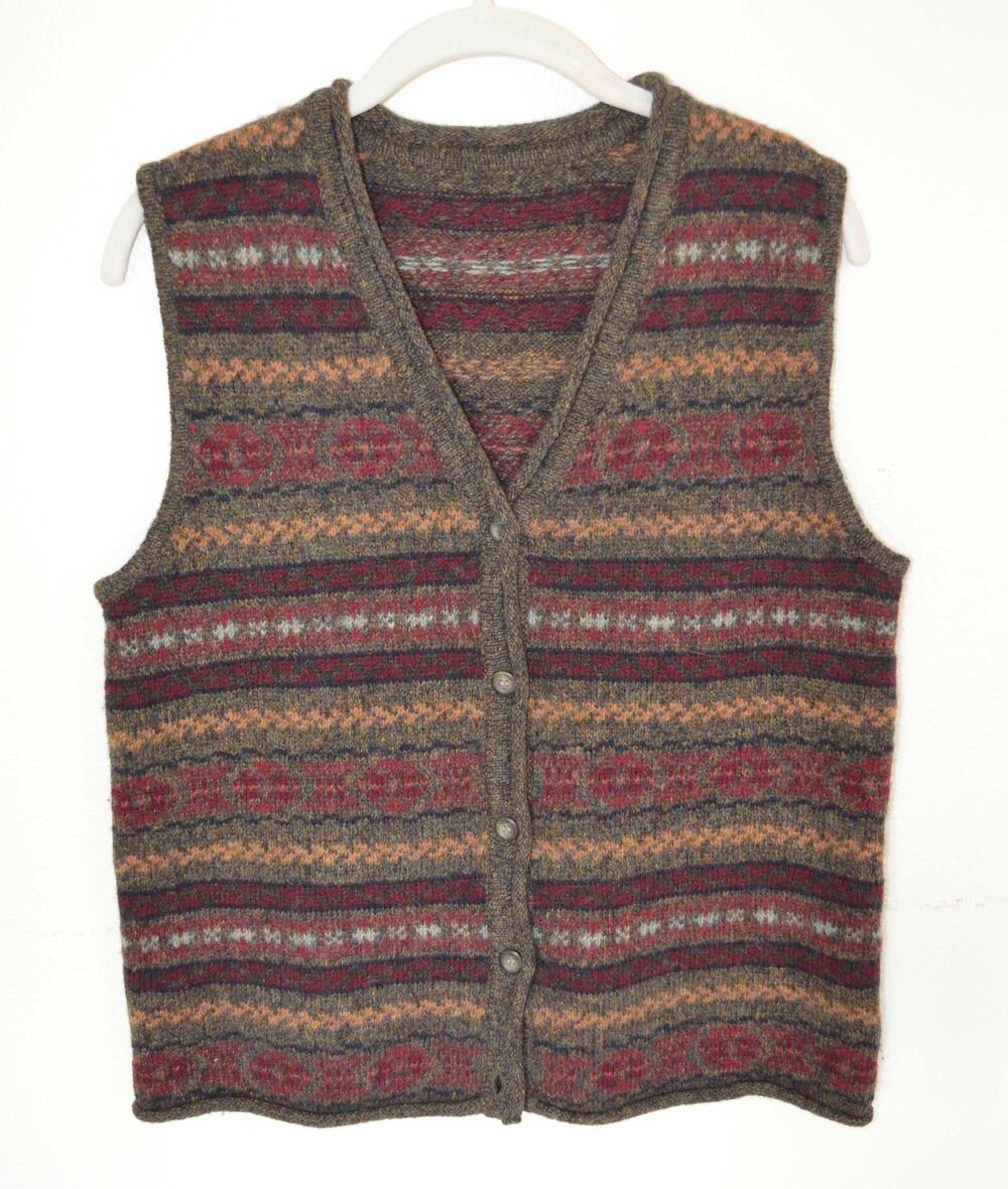 Vintage Wool Fair Isle V Sweater Vest